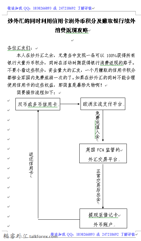 1、炒外汇的同时利用信用卡刷外币积分及赚取银行境外消费返现攻略.png